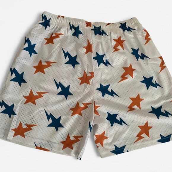 Eric Emanuel x Bape shorts white/teal/orange - size L - Picture 2 of 3